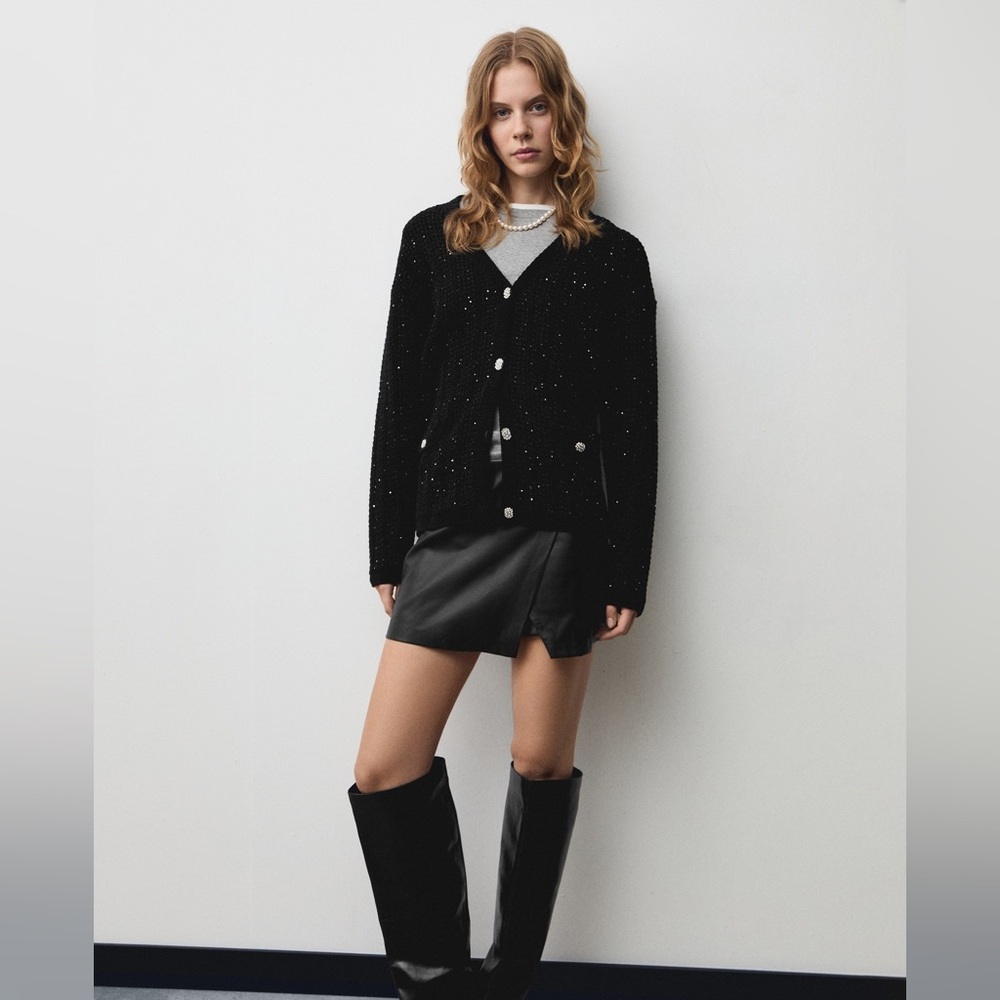 MANGO KNITTED CARDIGAN WITH SHINY DETAILS